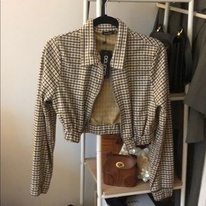 Boohoo Checkered Crop Jacket